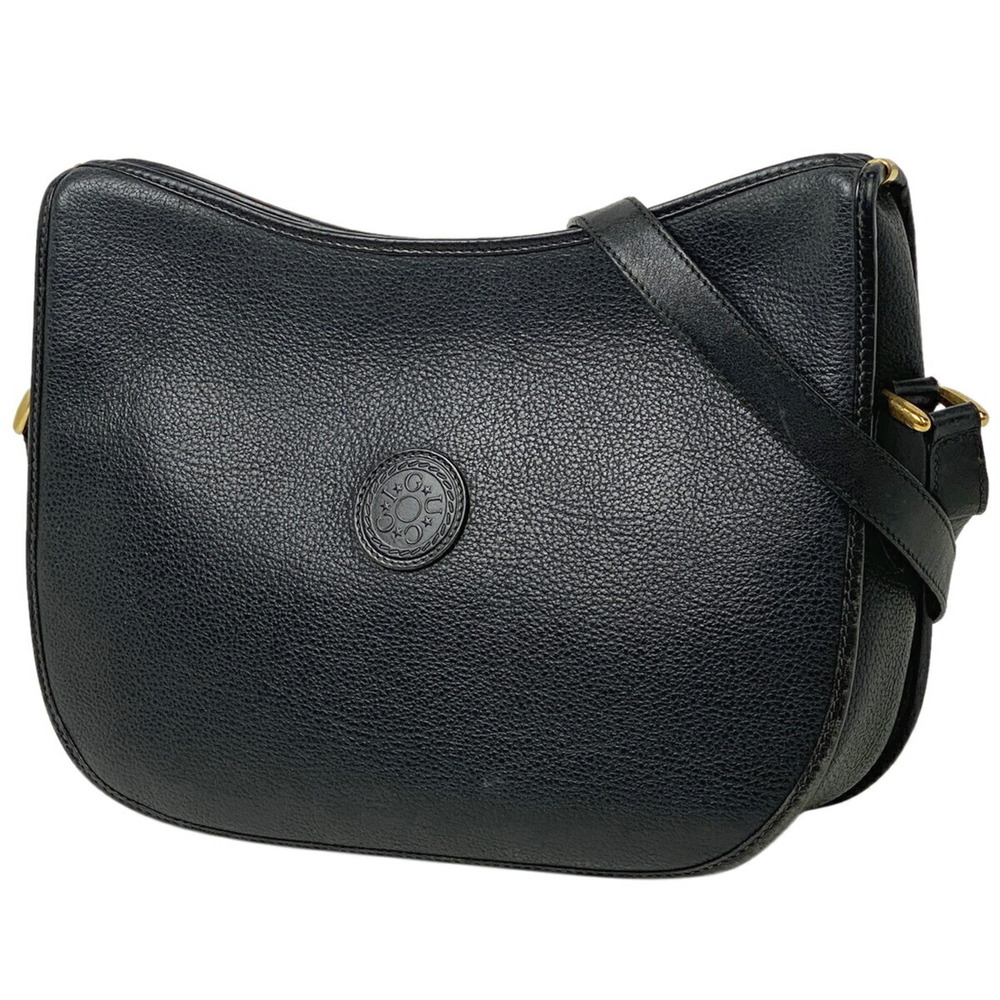 Gucci logo shoulder bag leather black